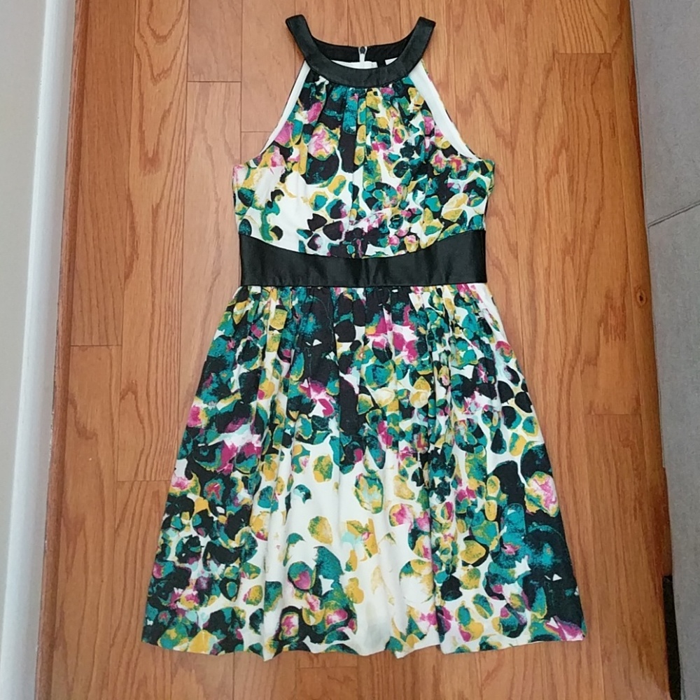 Eric + Lani Floral Dress with Leather